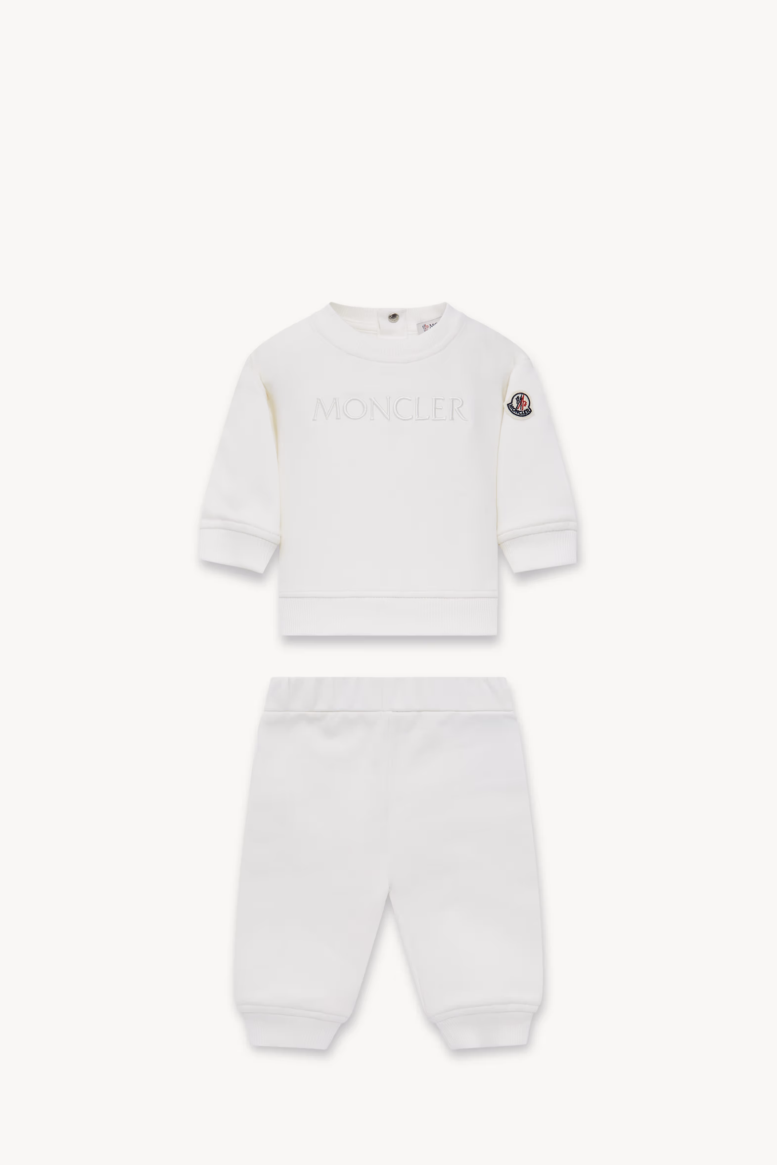Embroidered Logo Cotton Sweatsuit Set Gender Neutral White Moncler 0